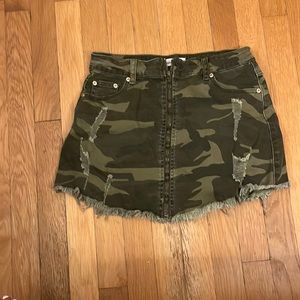 High waisted army jean skirt